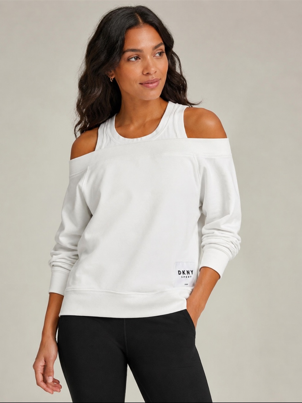 🦢ALL WHITE Beach Off Shoulder Sweatshirt & Attached Tank